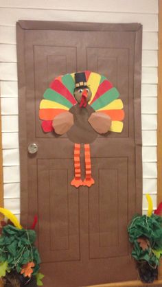 a door decorated to look like a turkey