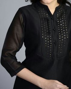 Pintucks Kurti Designs, Ladies Kurta Designs, Neck Design Ideas, Ladies Kurta, Kurti Neck Design, Salwar Neck Designs, Simple Kurti, Latest Kurti, Simple Kurta Designs