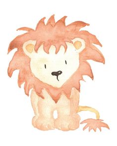 a watercolor drawing of a lion sitting down