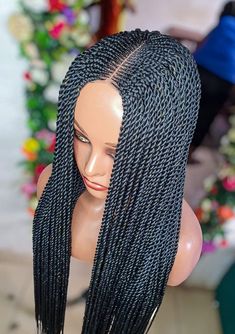 Braided Wig, Lace Closure Cornrow Long Senegalese Twist Braid Wig, Wigs For Black Women, Ghana Weave NEED OTHER COLORS AND STYLES OF  BRAIDED WIGS AND AFRICAN CORAL BRIDAL BEADS, VISIT OUR SHOP HERE: https://sereneafrica.etsy.com/ Features: 🎯 Made on single part human hair lace closure. 🎯 Colour: Black 🎯 Length: 25inches 🎯 It has an adjustable band and elastic band for extra security. Shipping is very very fast. I use DHL Express Shipping. It takes 3-5 business days to USA, UK, France and mo Senegalese Twist Braid, Senegalese Twist Braids, Braid Wig, Twist Braid, Braided Wigs, Senegalese Twist, Braided Wig, Wig Lace, Cornrow