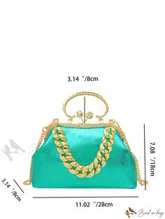 Bird in Bag - Womens Crystal-Coated Metal Chain Shoulder Bag for Party or Everyday Use, Can Accommodate Phone, Wallet, Cosmetics, Party Clutch Bag With Chain Strap, Trendy Party Bag With Chain Strap, Trendy Party Shoulder Bag With Chain Strap, Green Evening Bags With Chain Strap, Trendy Party Bags With Chain Strap, Handheld Clutch With Chain Strap For Gift, Green Clutch With Chain Strap, Green Evening Bag With Chain Strap, Trendy Evening Bag With Chain