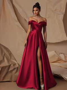 Women Prom Dresses Burgundy Elegant  Sleeveless Woven Fabric Plain A Line Non-Stretch  Weddings & Events, size features are:Bust: ,Length: ,Sleeve Length: Red Hoco Dress, Women Prom Dresses, Prom Dresses Burgundy, Elegant Red Dress, Dream Prom Dress, Modest Dresses Casual, Red Bridesmaid Dresses, Burgundy Prom Dress, Womens Prom Dresses