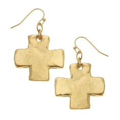 Cross Wire Earrings 1.83 inches Available in Handcast 24Kt Gold or Handcast Sterling Silver Plating Handmade in San Antonio, TX Susan Shaw, Dainty Initial Necklace, Cross Shape, Toggle Necklace, Hand Molding, Toggle Bracelet, Small Crosses, Cross Bracelet, 24kt Gold