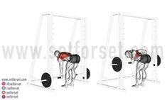 the back view of a man doing squats with barbell attachments in different positions