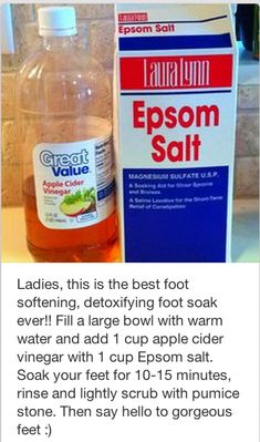 Vinegar Foot Soak, Apple Cider Vinegar Foot Soak, Diy Foot Soak, Foot Soak Recipe, Foot Soak, Epsom Salt, Natural Health Remedies