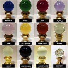 an assortment of different colored glass door knobs