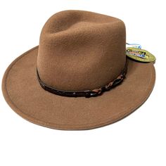 Dorfman Pacific Company Outback Hat Scala Crushable Felt Brown. Felt Outback Hat, Brown Flat Bill Travel Hat, Casual Felt Hat With Flat Bill For Country Events, Adjustable Fit Brown Hat With Short Brim, Brown Adjustable Fit Hat With Short Brim, Brown Fedora With Adjustable Fit And Short Brim, Fitted Brown Travel Hat, Brown Wide Brim Adjustable Hat, Brown Wide Brim Hat With Adjustable Fit