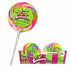 two lollipops are in a candy box