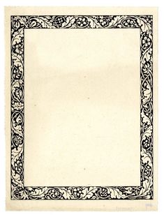 an old black and white drawing of a square frame with floral designs on it,