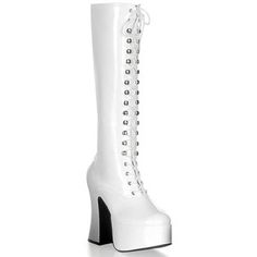 Footwear White Lace Boots, Healed Boots, High Platform Boots, Women's Lace Up Boots, Knee High Platform Boots, Ellie Shoes, Wedding Boots, Lace Up High Heels, Gogo Boots