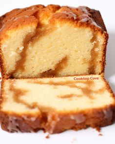 a close up of a sliced cake on a plate