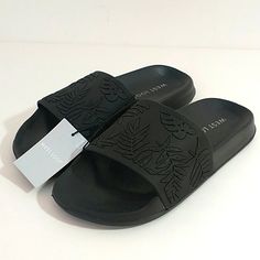 West Loop Women's Sandals. Size Small (5-6). The Sandals Are Black With A Black Botanical Theme On Them. Bundle And Save On Shipping, We Have A Large Variety Of Items. 91023 Adjustable Black Slippers For Spring, Botanical Theme, Women's Sandals, Women's Shoes Sandals, Womens Sandals, Shoes Sandals, A Black, Slippers, Women Shoes