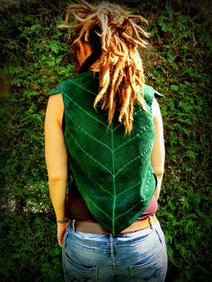 fairy vest with leaf decoration elvish woodland fairy nature inspired. It looks like a natural leaf. this vest is not yet made. i will need time to create it, according to your wishes. you need to give me at least 1 - 2 weeks. you will receive a piece of wearable art, made by my magic hands, infused with lots of love and fairy dust. every piece is absolutely unique and one of a kind. custom made order of an enchanted fairy vest from cotton velvet. first was the dream, then the happening out of m Fairy Vest, The Happening, Fairy Nature, Leaf Decoration, Magic Hands, Woodland Fairy, Upcycled Clothing, Leaf Decor, Vest Outfits