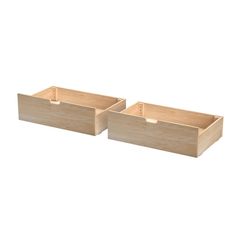 two wooden boxes sitting next to each other