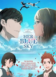 the poster for her blue sky shows two young men, one with his head tilted back