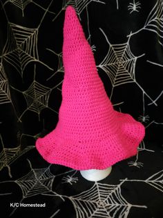 Crochet Fantasy Witch Hat - Etsy Fitted Brimmed Halloween Hat, Fitted Brimmed Hat For Halloween, Witchy Fitted Hat With Curved Brim, Fitted Witchy Hat With Curved Brim, Handmade Yarn Costume Hat, Handmade Halloween Beanie, Handmade Halloween Hat One Size, Handmade Fitted Halloween Costume Hats, Handmade Fitted Costume Hats For Halloween