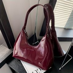 Faster shipping. Better service Hobo Bag Patterns, Burgundy Bag, Beg Tangan, Stylish Shoulder Bag, Baguette Bag, Leather Hobo Bag, Printed Bags, Leather Hobo, Styl Vintage