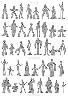 an image of people in different poses and postures for the animation character model sheet