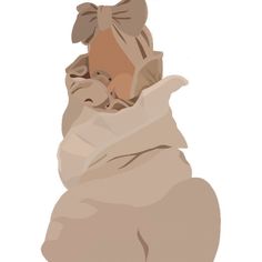 a drawing of a woman wrapped in a blanket