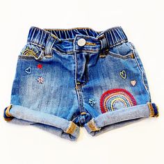 Baby Gap “Shorty Short” Embroidered Jean Shorts. So Adorable! Never Worn. Cute Denim Bottoms For Playwear, Cute Embroidered Blue Bottoms, Playful Shorts For Playtime, Embroidered Blue Jean Shorts, Cute Blue Shorts For Playwear, Cute Blue Shorts For Playtime, Blue Jean Shorts By Gap, Blue Shorts For Playtime, Blue Playtime Bottoms Shorts