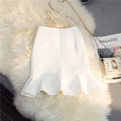 MEXZT Elegant Ruffles Mini Skirt Women Korean High Waist Wrap Mermaid Skirts Ladies Fashion Black Mermaid Skirts, Mini Skirt Summer, Empire Dresses, Skirt Outfits Fall, Mermaid Pattern, Ruffle Mini Skirt, Trumpet Skirt, Skirt Summer, Empire Dress