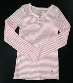 GAP GIRLS XS (4-5) PINK STRIPED THERMAL LONG SLEEVE. Item is new without tags; stain free, damage free and comes from a sibling free, pet free and smoke free home. Shipped with USPS First Class Package. Thermal Long Sleeve, First Class, Gap, Stain, Pet, Tags, Mens Tshirts, Mens Tops, Best Deals