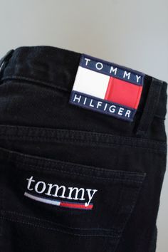 "Good condition, vintage Tommy Hilfiger jeans. 100% cotton. Made in Mexico of US components. Vintage tag size 9 x 32. 5 pockets, zip fly. Straight leg. Measurements:(inches) Waist:30 1/2\" relaxed, 31 1/2\" pulled taut Hip: 40\" Inseam: 31 3/8\" Rise: 11\" Thigh:24\" Ankle: 15\" MEASURING GUIDE: For best fit, please measure a pair of jeans that look great on you and compare with the given measurements. HOW WE MEASURE OUR JEANS: Jeans are laid flat. Measurements are doubled when appropriate. Wais Lawman Jeans, Vintage Tommy Hilfiger Jeans, Black Straight Leg Jeans, Western Jeans, Faded Jeans, Embroidered Jeans, Womens Jeans