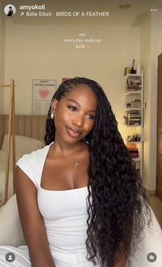 Formal Dress With Braids, Alissa Ashley Braids, Zoe Kravitz Braids Sew In, Straight Goddess Braids, Natural Graduation Hairstyles, Braids On Dark Skin Women, Fall Protective Styles Black Women, Cuban Hairstyles, Gabrielle Union Braids