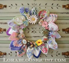 Nostalgic DIY Handkerchief Wreath with Vintage Pins - Lora Bloomquist~Create & Ponder