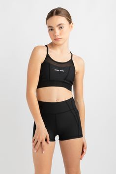 Practice mindfulness and meditation with the Gratitude Crop Top in Black. Designed for functionality and movement, this crop top features a round neckline, mesh panelling front & back with elasticated straps to ensure the perfect fit time after time. This crop top has a deeper cut for more coverage plus a neoprene lining for added support. Simple Crop Top, Lycra Shorts, Practice Mindfulness, Crop Top And Leggings, Girls Sports, Time After Time, Mid Rise Shorts, Hot Shots, Crop Top And Shorts