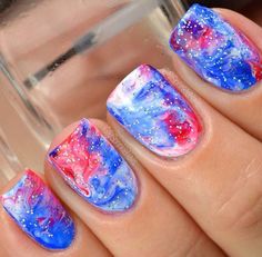 4th Of July Nail Designs Tie Dye, Red White Blue Tie Dye Nails, Blue Red Ombre Nails, 4th Of July Marble Nails, Red White And Blue Marble Nails, Unique 4th Of July Nails, Red White And Blue Ombre Nails, Red White And Blue Nails, Nail Tricks