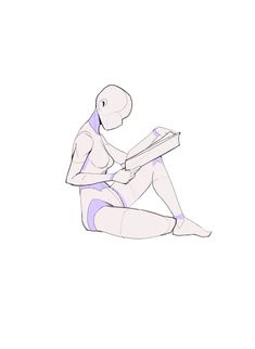 a person sitting on the ground with a book in their hand and one leg up