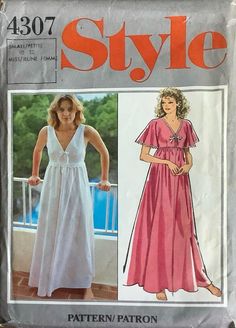 a women's dress and top sewing pattern from the 1970's is shown