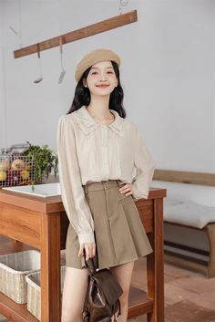 Button up shirt with a double scalloped collar, scallop trim placket details and long blouson sleeves. S: 15" across shoulders, 38.5" chest, 24.5" lengthM: 15.5" across shoulders, 40" chest, 24.5" lengthL: 16" across shoulders, 41.5" chest, 25" lengthXL: 16.5" across shoulders, 43" chest, 25" length Scalloped Collar, Scallop Trim, Shoe Gifts, Overall Dress, Sweater Blouse, Cardigan Jacket, Button Up Shirt, Jeans Pants, Sweaters & Cardigans