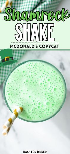 This easy copycat version of a McDonald's Shamrock shake uses just 4 ingredients, and is the perfect St. Patrick Day treat. Made with ice cream, milk, food coloring, and mint extract, this is one easy milkshake recipe you can make at home! If you're looking for fun St. Patrick's Day recipes to make with kids, start with this easy recipe. You'll be glad you did! Mint Drink Recipe, Easy Milkshake, Mint Milkshake, Shamrock Shake Recipe, Recipes To Make With Kids, Milkshake Recipe Easy, Mint Drink, Mint Smoothie, Shamrock Shake