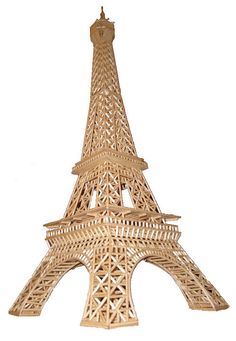 a wooden model of the eiffel tower