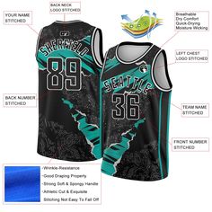 an image of a basketball jersey with the name and number on it, as well as instructions