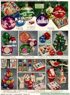 an advertisement for christmas ornaments from the 1950's