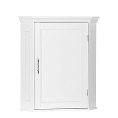 a white cabinet with an open door