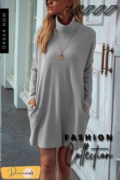 Solid Color Round Neck Dress(4 Colors) Loose Clothing, Round Neck Dress, Prom Dress Shopping, Round Neck Dresses, Loose Outfit, Casual Fit, Evening Dresses Prom, Color Khaki, Casual Fits