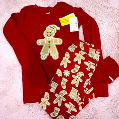 Nwt - 6t 100% Cotton Boy Gingerbread Cookie Christmas Pajama Set Red Holiday Sets For Sleepover, Red Holiday Bedtime Sets, Red Winter Sleepover Sets, Thanksgiving Pajamas, Dinosaur Pajamas, Cookie Christmas, Unisex Pajamas, Christmas Pajama Set, Winter Pajamas