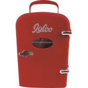 an old style red refrigerator with the word golo written on it