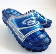 90s Skechers, Skechers Sandals, Glitter Slides, Michelle Trachtenberg, Dr Shoes, Mary Kate Ashley, Dress Sketches, Jelly Sandals, Retro Futurism