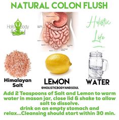 Natural Bowel Flush, How To Flush Out Your Bowels, Colon Flush, Water With Lemon, Detox Drinks Recipes, Natural Detox