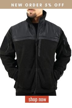 Mens Tactical Fleece Bomber Jacket Multi-Pocket Stand Collar Jacket Fleece Jacket With Pockets For Outdoor Activities, Functional Winter Fleece Jacket With Pockets, Windproof Fleece Techwear Outerwear, Long Sleeve Fleece Jacket With Pockets For Outdoor, Fall Fleece Jacket With Pockets For Outdoor Work, Functional Fleece Jacket With Pockets For Outdoor, Black Track Jacket With Side Pockets For Outdoor, Functional Outdoor Fleece Jacket With Pockets, Outdoor Black Track Jacket With Side Pockets