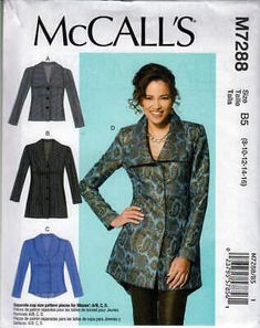 Sewing Pattern McCall's 7288 Misses' Fitted Jackets - UNCUT | eBay Jacket Sewing Patterns For Women, Jacket Sewing Patterns, Sewing Patterns For Women, Jacket Sewing Pattern, Jacket Sewing, Paper Sewing Patterns, Woven Jacket, Mccalls Sewing Patterns, Easy Sewing Patterns