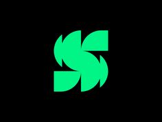 the letter s is made up of green leaves on a black background, and it looks like