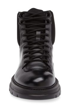 A stretch-infused design and mixed-media construction lend flexibility to each step you take in this lace-up boot. Lace-up style Leather and textile upper/leather lining/rubber sole Made in Spain Rollerball Perfume, Platform Slippers, Maternity Shops, Designer Clothes For Men, Autumn Fashion Women, Black Fits, Fashion Essentials, Womens Fall, Athletic Women