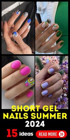 Multicolor Nails Summer, Gel Nails For Summer, Short Almond Shaped Nails, Multicolor Nails, Nails For Summer, Short Gel Nails, Classy Nail Designs, Spring Nail Designs