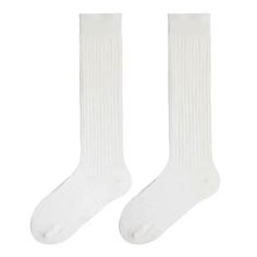 Basic preppy aesthetic knee-high socks with a ribbed structure Free Size Material: Polyester Stretch Ribbed Knee-high Socks, Casual White Ribbed Knee-high Socks, Fitted White Mid-calf Socks, Ribbed Stretch Knee-high Socks For Spring, Trendy Ribbed Knee-high Socks, Soft White Knee-high Socks, Casual Solid Ribbed Knee-high Socks, White Stretch Ribbed Knee-high Socks, White Ribbed Winter Socks